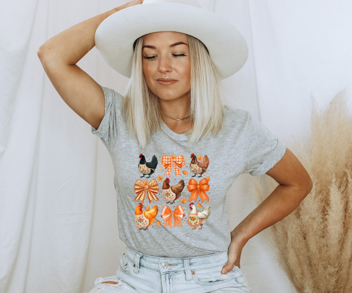 Autumn Chickens & Bows Tee