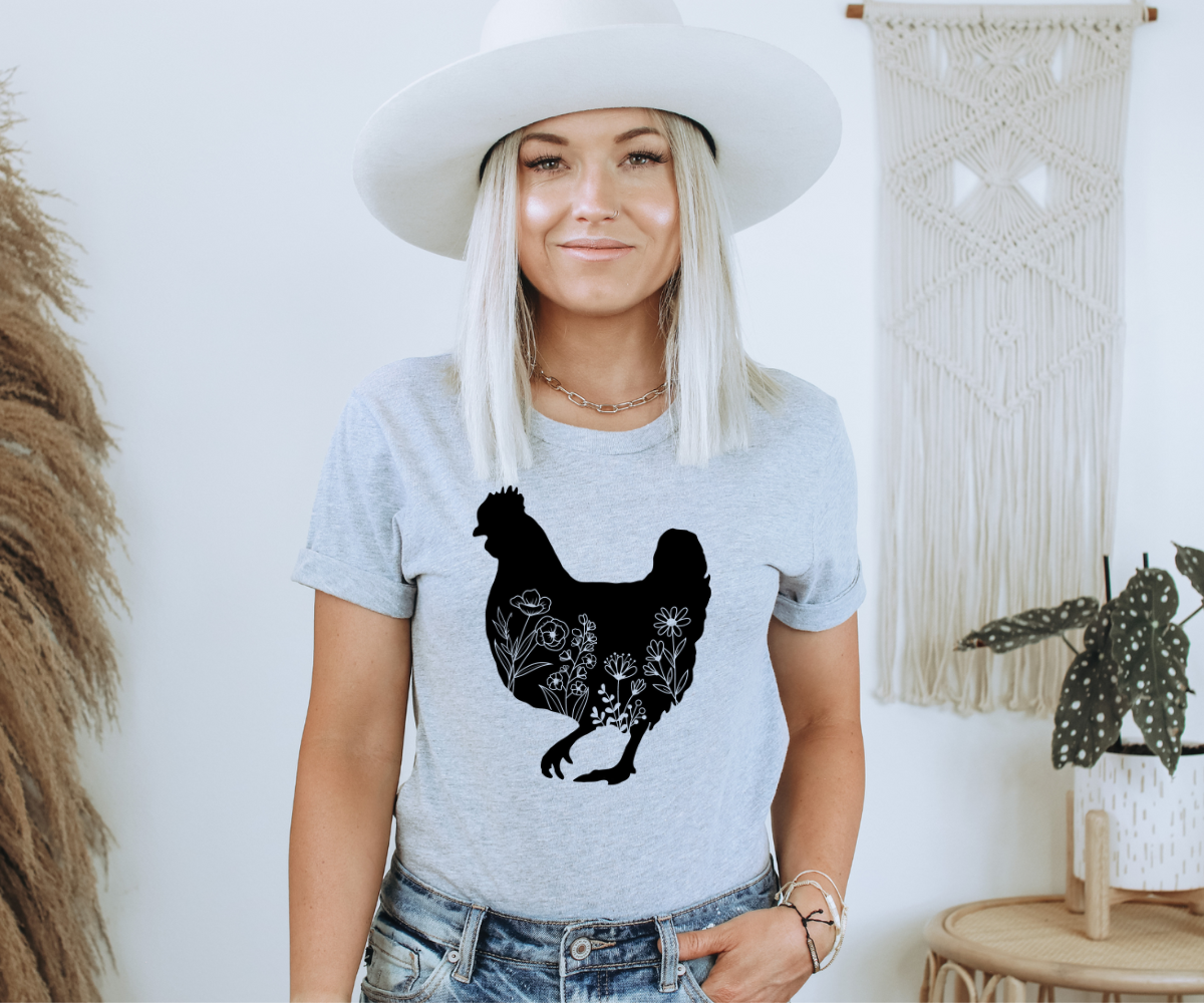 Floral Chicken Tee