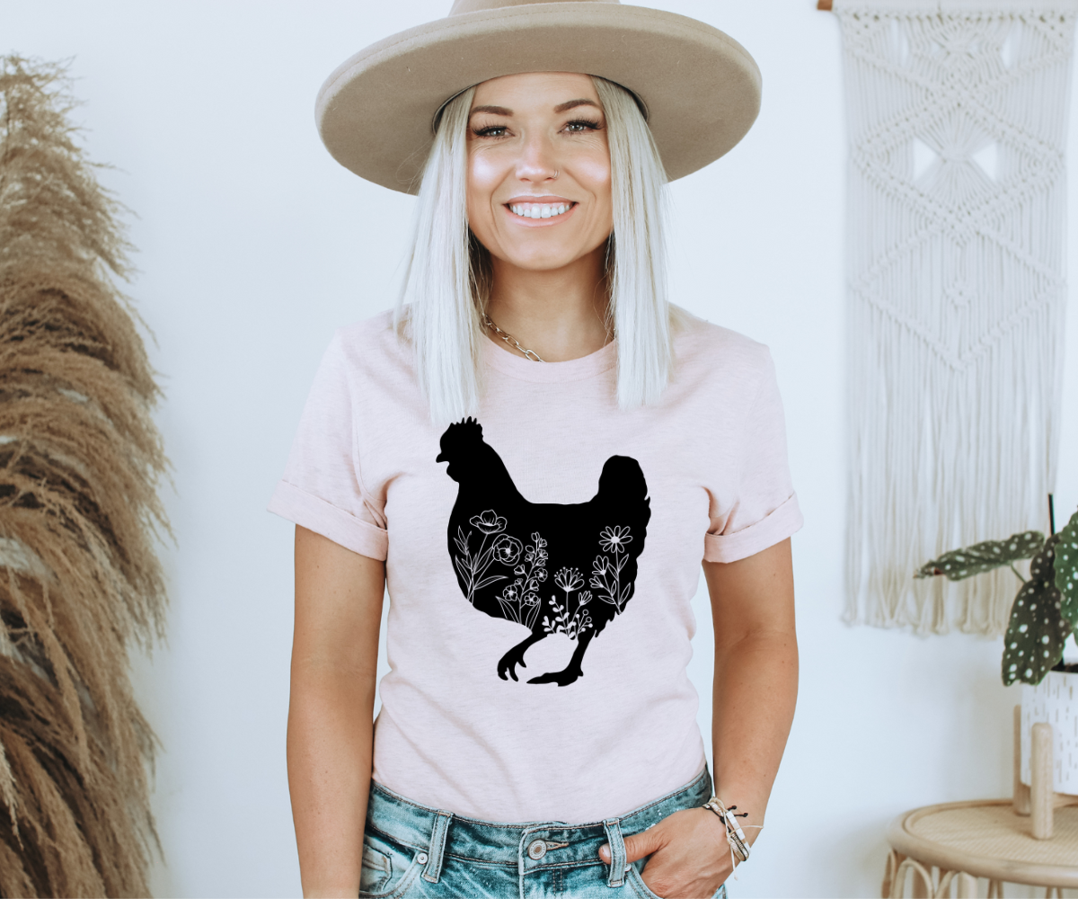 Floral Chicken Tee