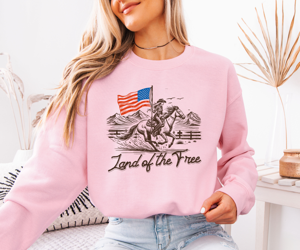 Land Of The Free Cowgirl Sweatshirt